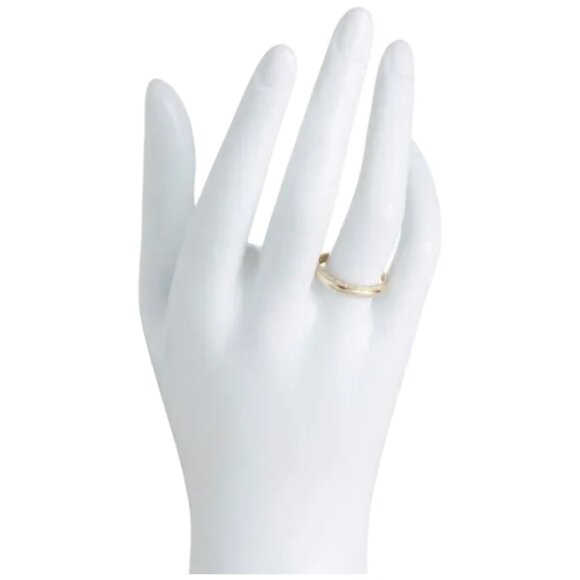 WHITE LOTUS Gold/Diamond 14kt Gold Diamond Double Band Ring - Picture 2 of 3